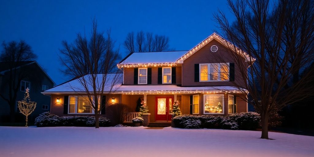 Permanent Christmas lights on Huntleigh home.