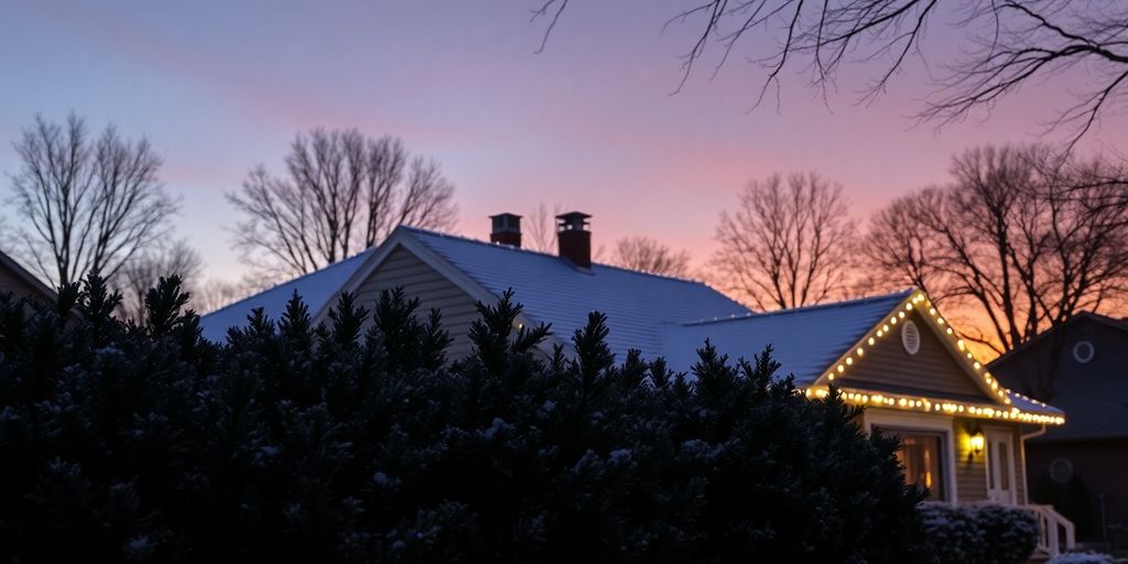 Suburban house, permanent roofline Christmas lights