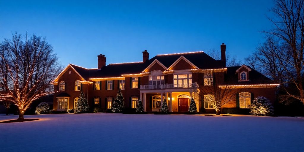 Ladue home, warm permanent Christmas lights
