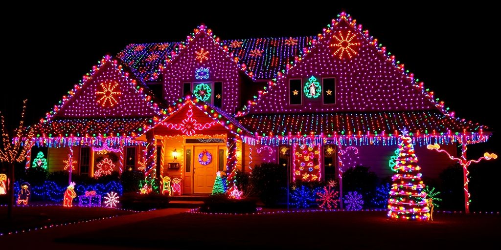 Sparkling Christmas lights illuminate a Wildwood home.