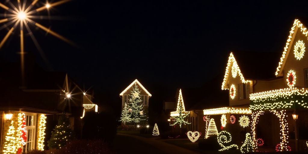 Chesterfield Christmas lights installed on houses.