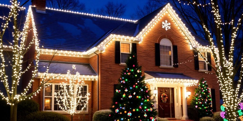Permanent Christmas lights illuminate a Chesterfield home.