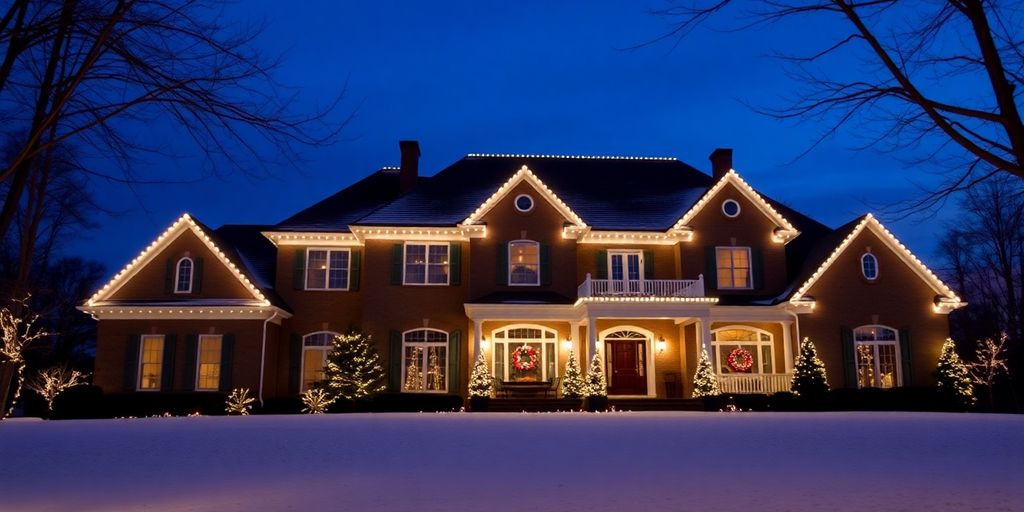 Permanent Christmas lights on house.