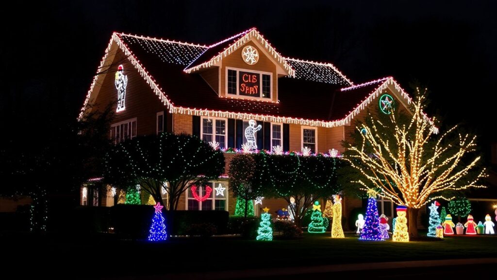 Ballwin house decorated with Christmas lights.