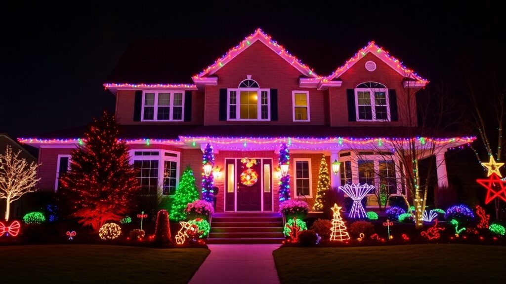 House with permanent Christmas lights in Lake St. Louis