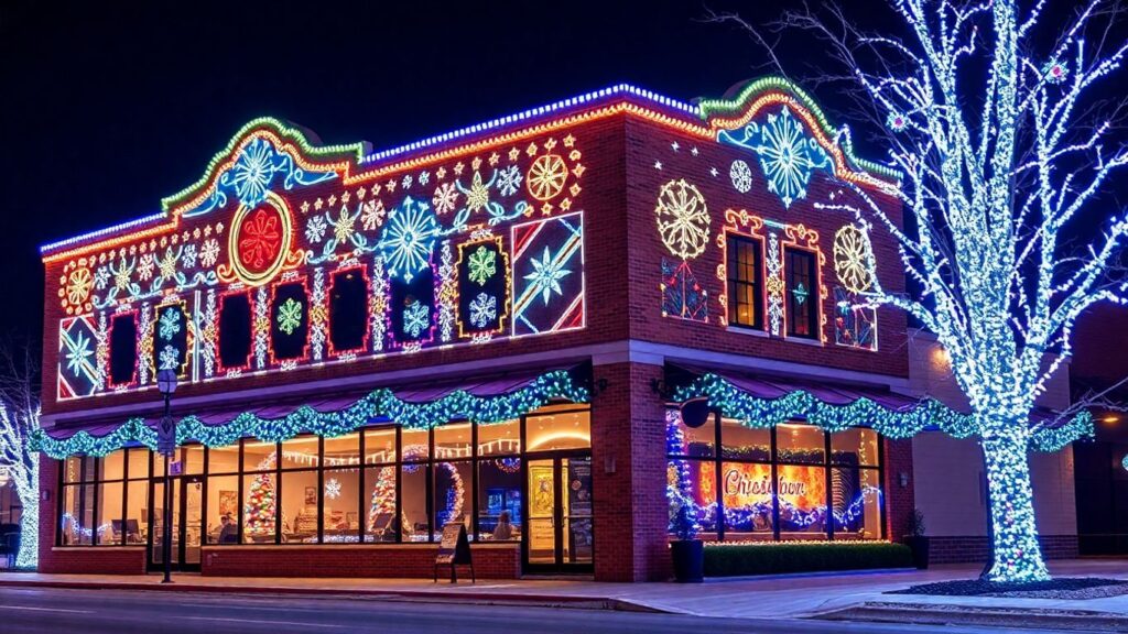 Commercial Christmas lights display in Cottleville, MO.