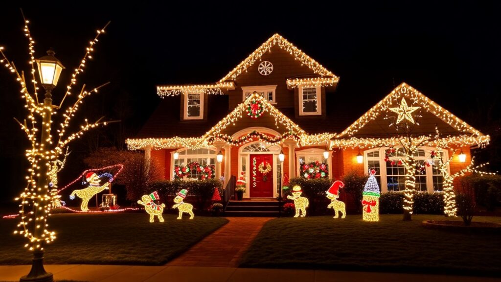 Christmas lights on a Cottleville home