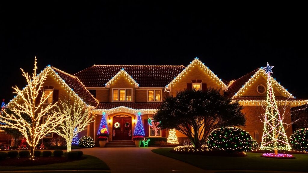Oakville home with professional Christmas lights installation.