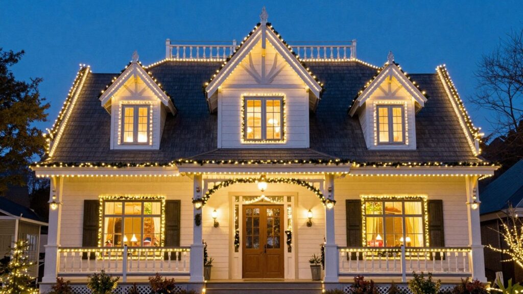 House with permanent Christmas lights in St. Peters.