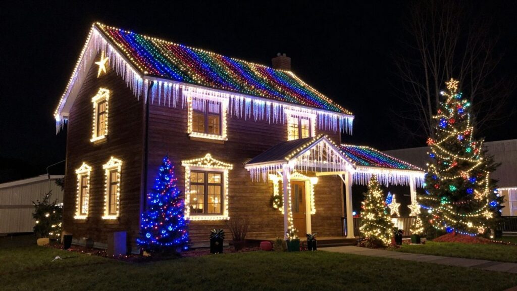 Dazzling Christmas lights on a house in Edwardsville.