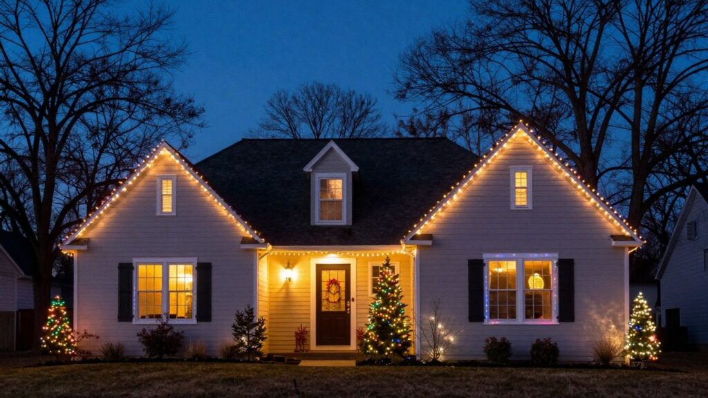 House with permanent Christmas lights in Glen Carbon.
