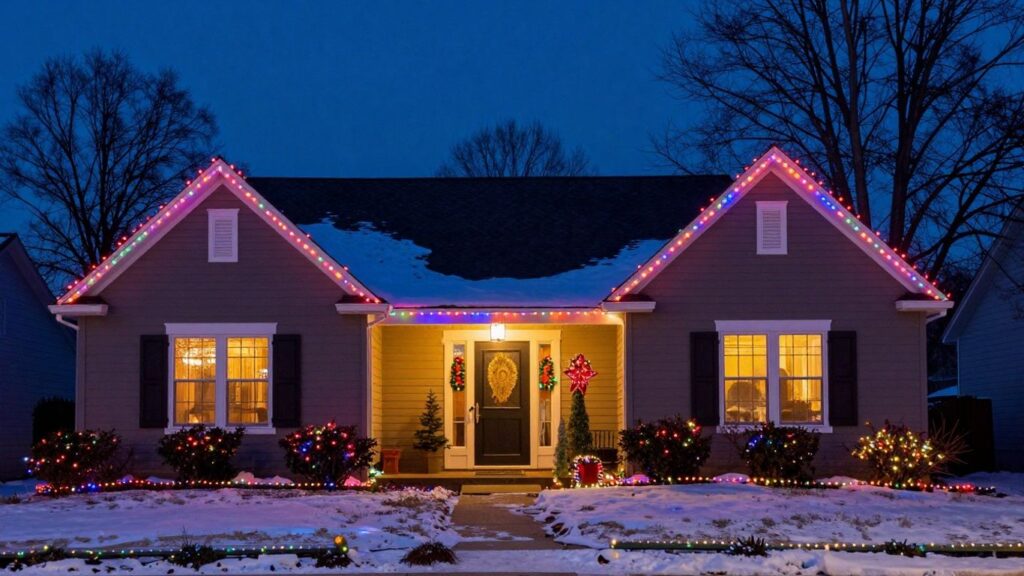 Glen Carbon house with Christmas lights